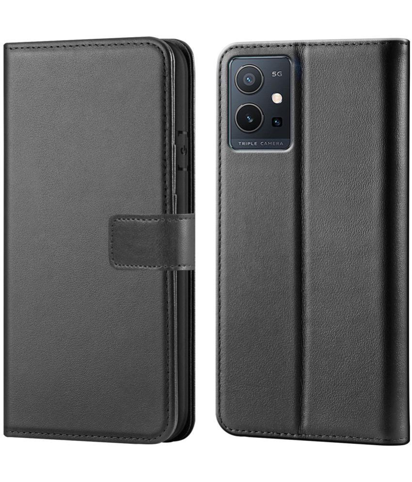     			forego - Black Artificial Leather Flip Cover Compatible For Vivo T1 5G ( Pack of 1 )
