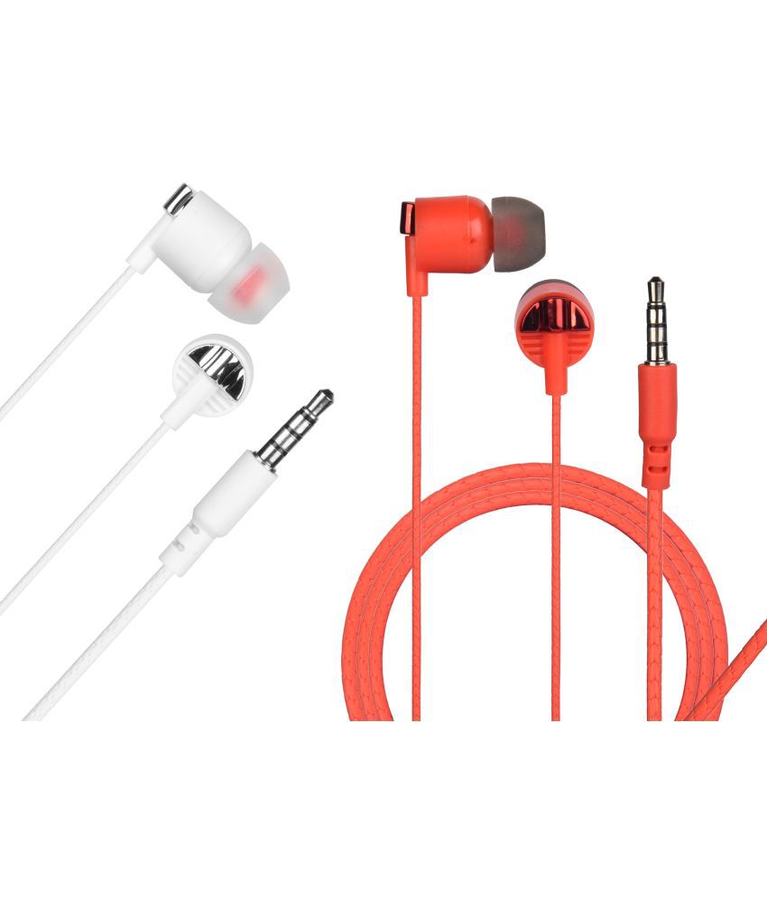 hitage Combo HAP878Earphone In Ear Wired Earphone Hours Playback 3.5 mm IPX5(Splash Proof) Comfortable In Ear Fit -Bluetooth Red