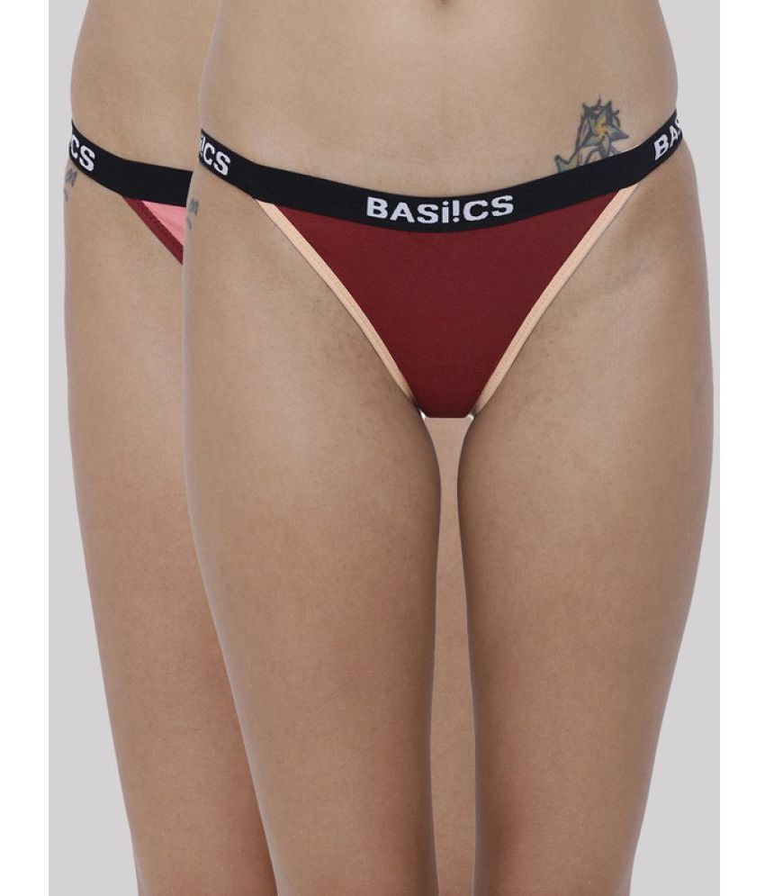     			BASIICS By La Intimo - Multicolor BCPBR090B Cotton Lycra Solid Women's No Panty Line ( Pack of 2 )