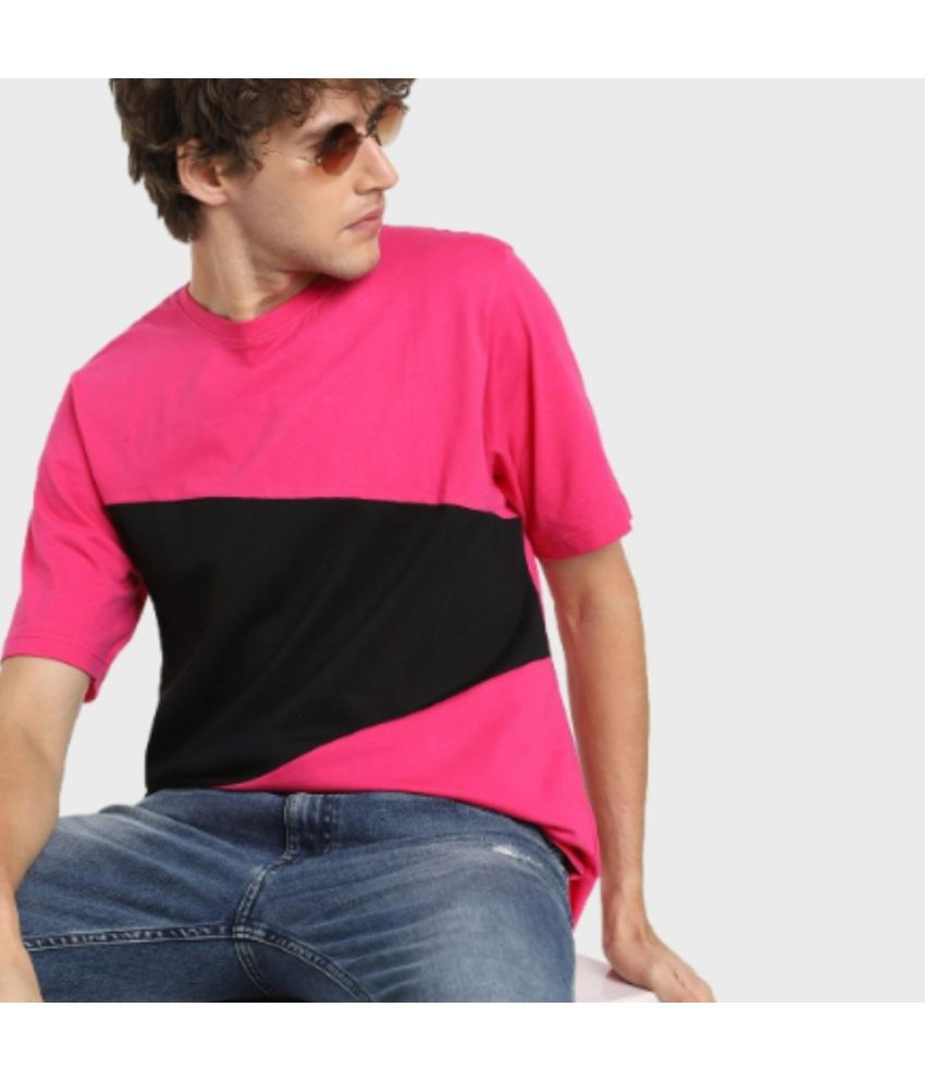     			Bewakoof - Pink Cotton Oversized Fit Men's T-Shirt ( Pack of 1 )
