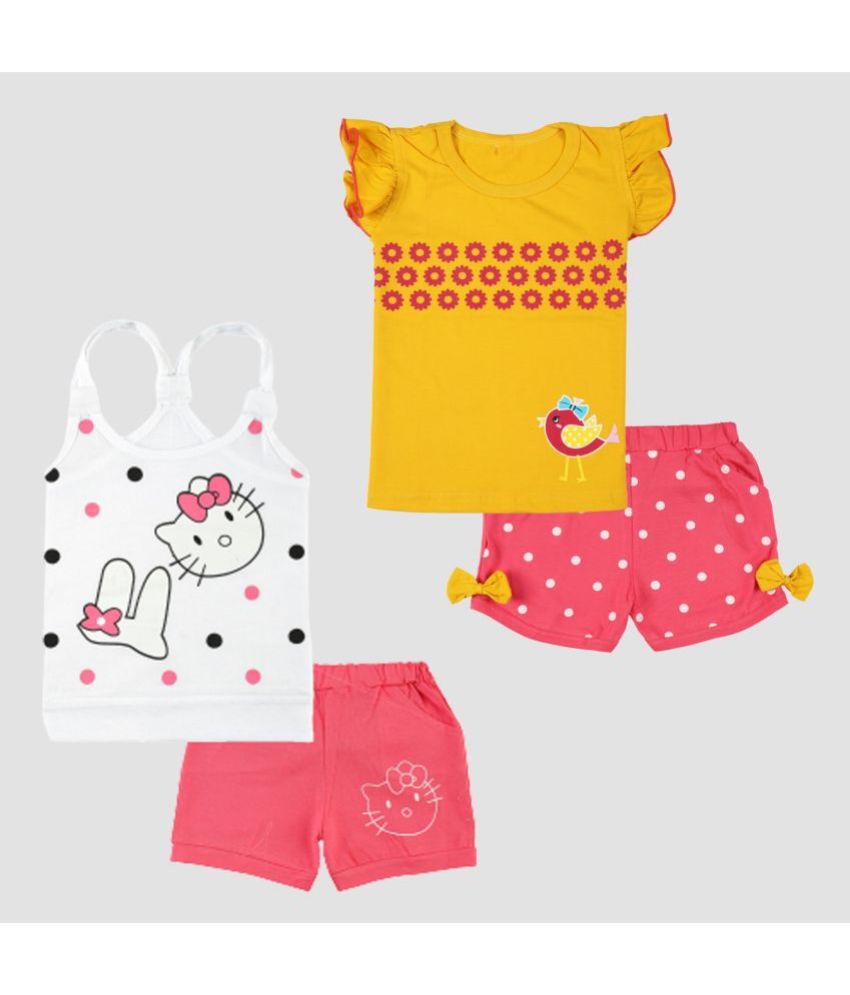     			CATCUB - Multicolor Cotton Baby Girl Top & Shorts ( Pack of 2 )