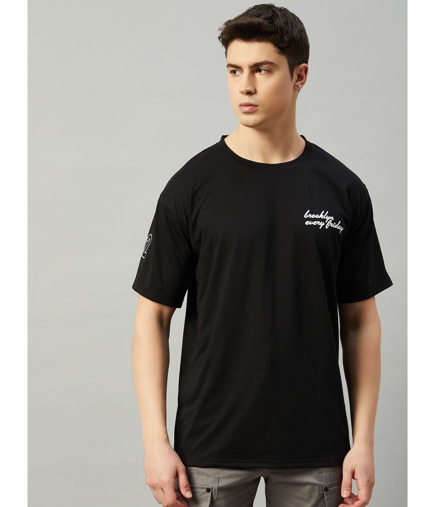 Gritsones - Black Cotton Blend Oversized Fit Men's T-Shirt ( Pack of 1 )