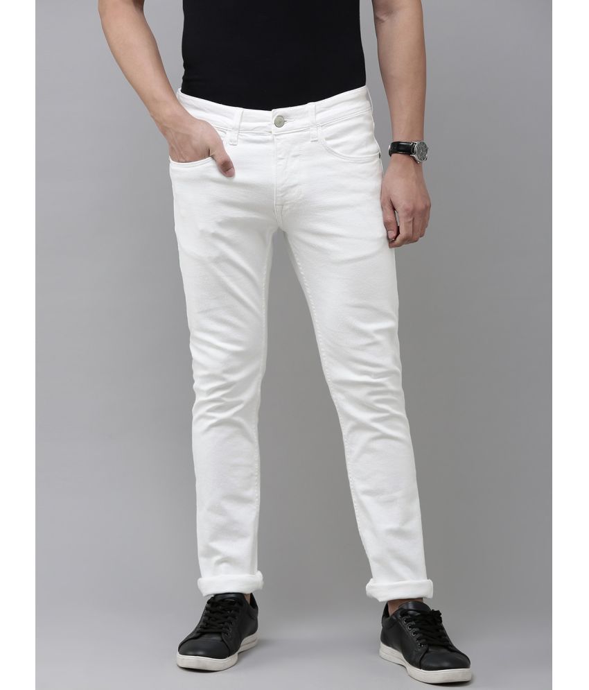     			HALOGEN - White Denim Slim Fit Men's Jeans ( Pack of 1 )