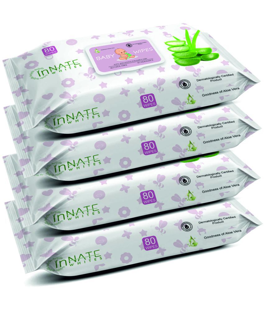INNATE WHITES - Non Scented Wet wipes For Babies ( Pack of 4 )