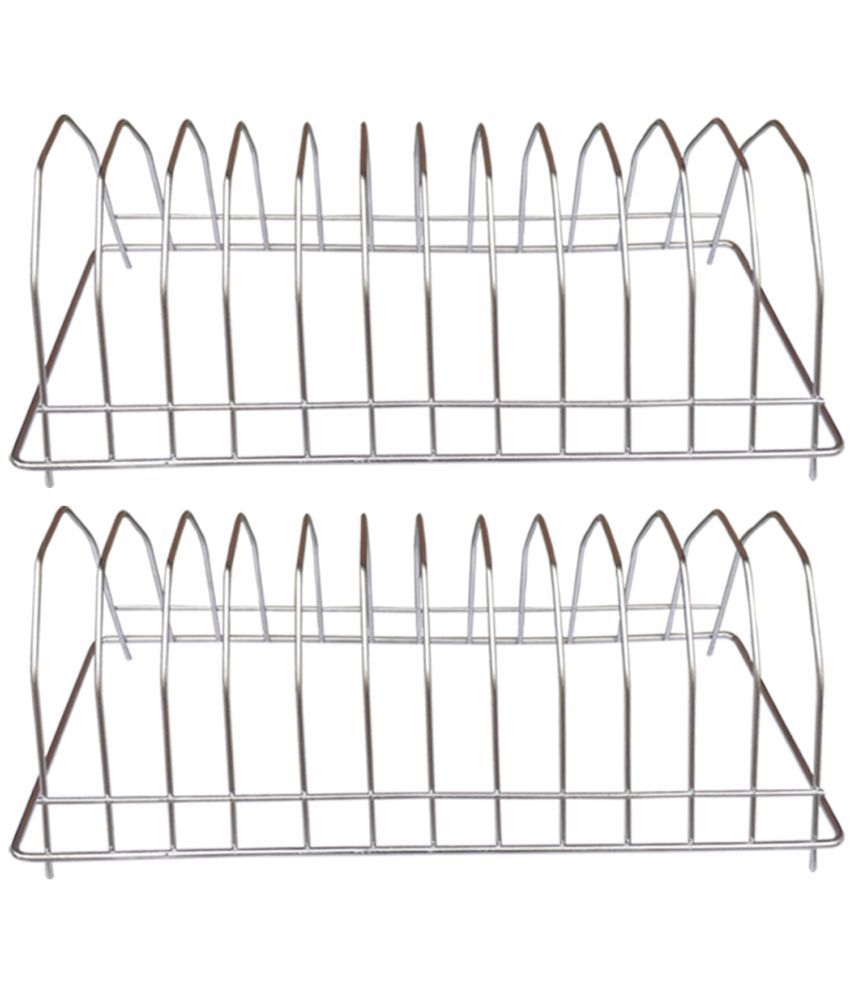     			JISUN - Silver Stainless Steel Dish Racks ( Pack of 2 )