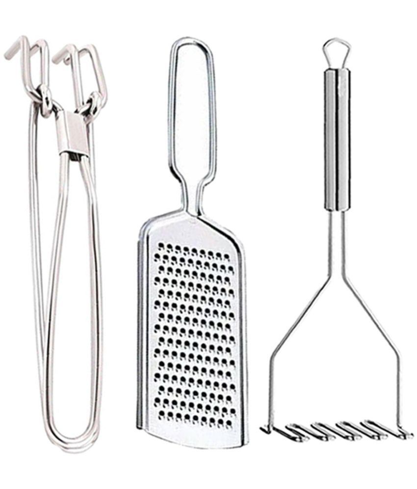     			JISUN - Silver Stainless Steel WIRE GRATER+PAKKAD+ZIG-ZAG MASHER ( Set of 3 )