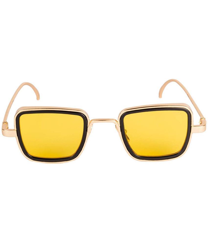     			Kanny Devis - Gold Rectangular Sunglasses ( Pack of 1 )