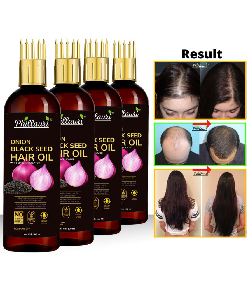     			Phillauri Black seed Onion Oil for Hair Regrowth Hair Oil for Men and Women Hair Oil (100 ml) Pack of 4
