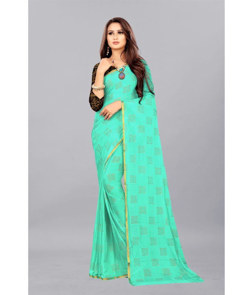     			Rhey - Mint Green Chiffon Saree With Blouse Piece ( Pack of 1 )