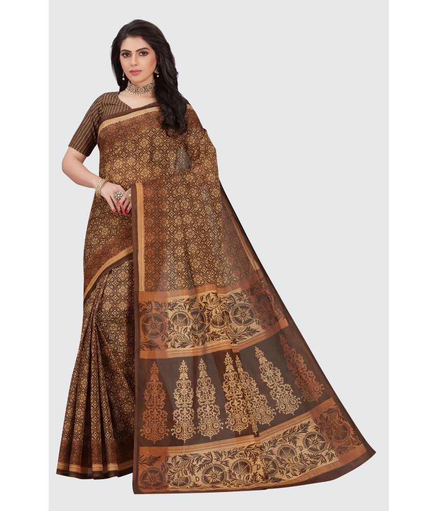     			SHANVIKA - Brown Cotton Saree With Blouse Piece ( Pack of 1 )