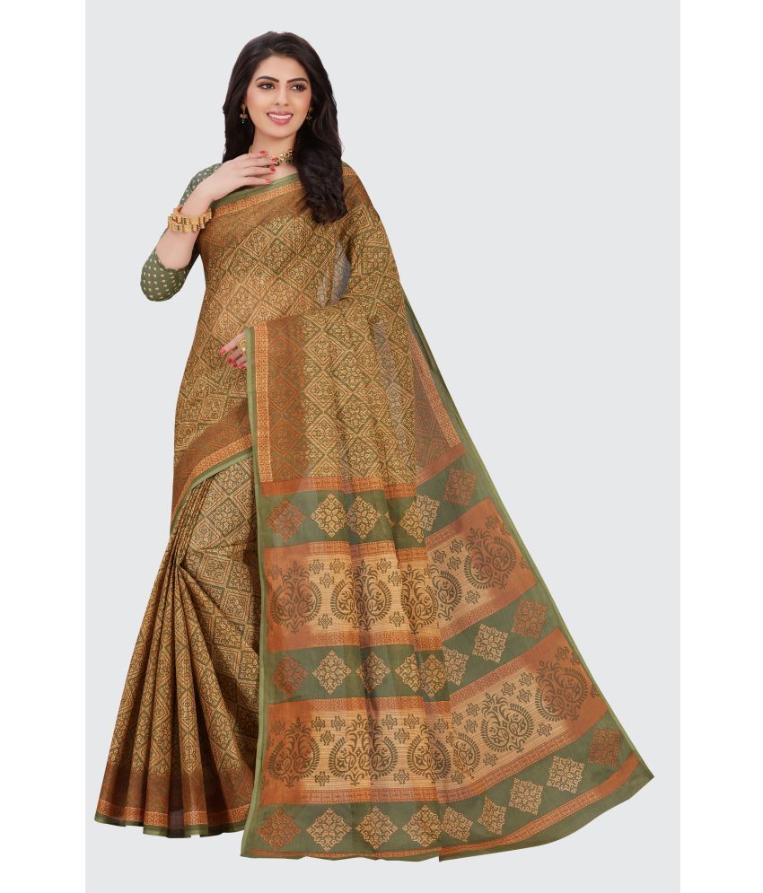     			SHANVIKA - Brown Cotton Saree With Blouse Piece ( Pack of 1 )