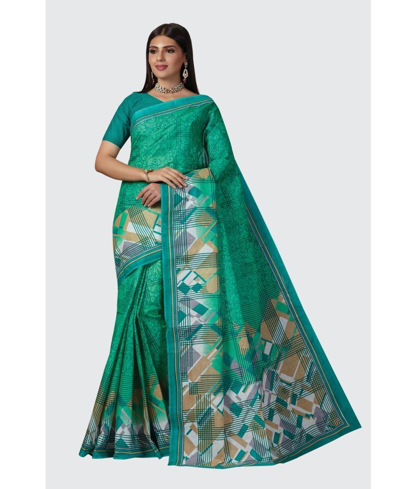     			SHANVIKA - Green Cotton Saree With Blouse Piece ( Pack of 1 )