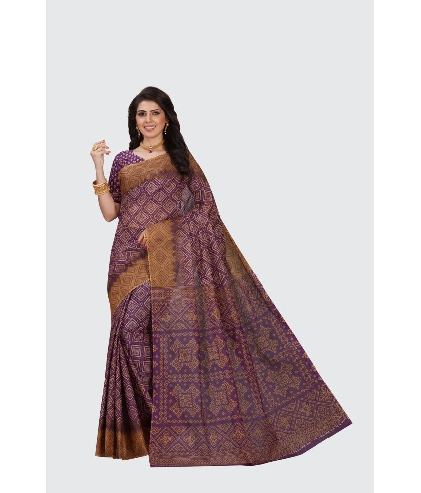     			SHANVIKA - Purple Cotton Saree With Blouse Piece ( Pack of 1 )