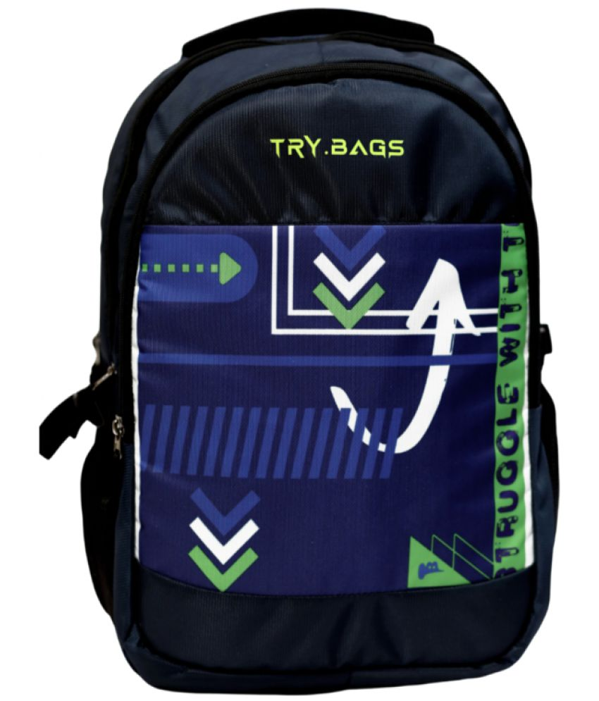     			TRYBAGS - Blue Polyester Backpack With Raincover ( 35 Ltrs )