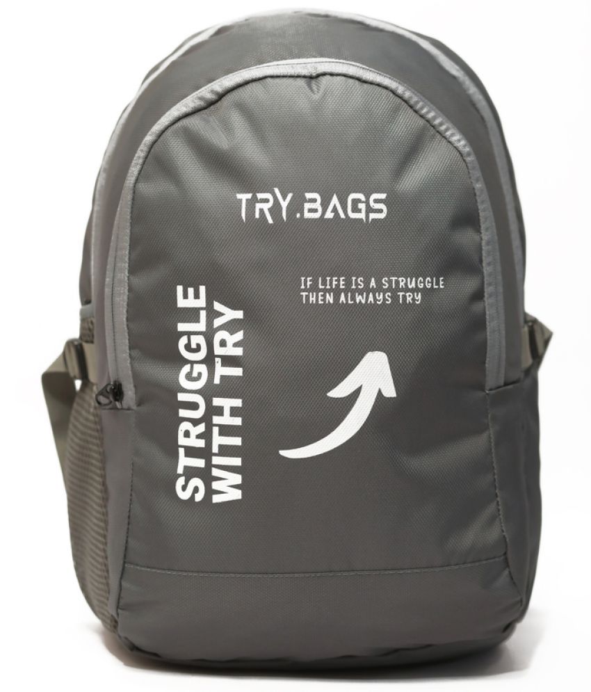     			TRYBAGS - Grey Polyester Backpack ( 40 Ltrs )