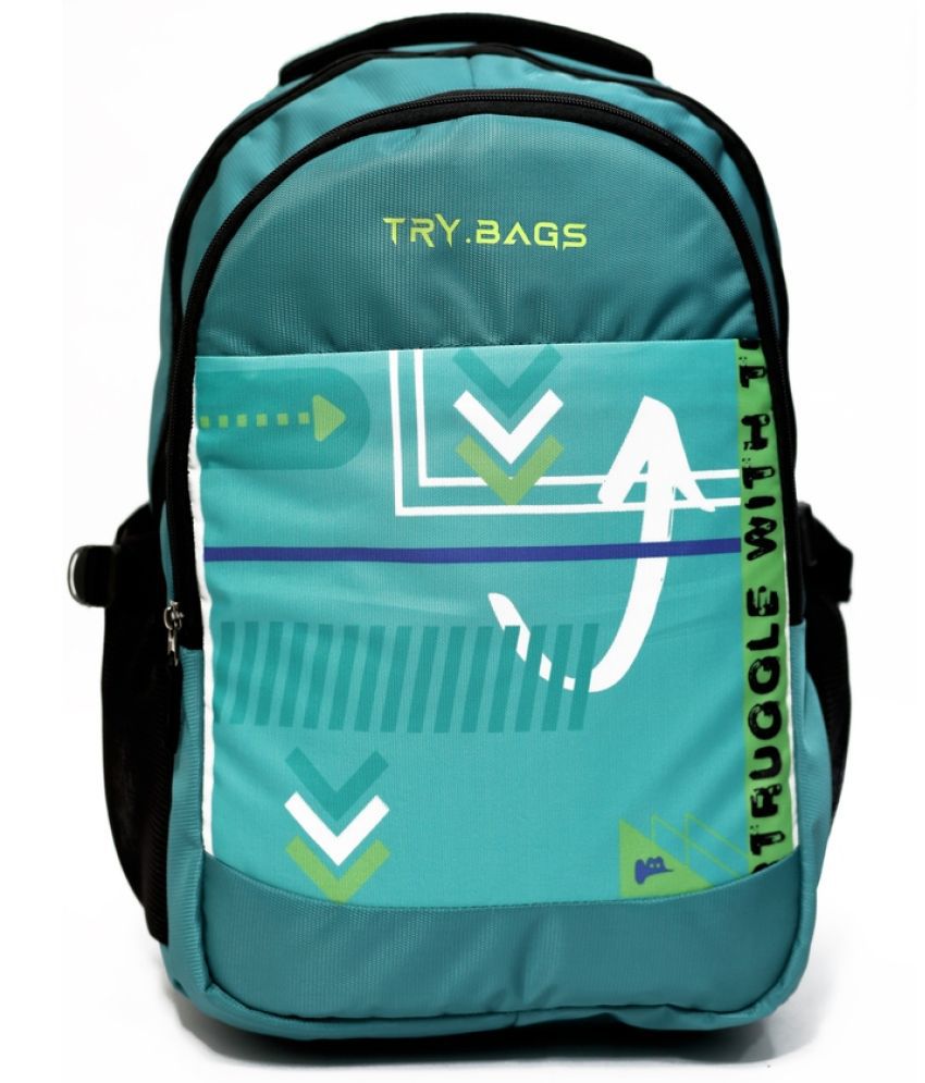     			TRYBAGS - Sea Green Polyester Backpack With Raincover ( 35 Ltrs )