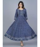 Mishree Collection - Blue Cotton Women's Anarkali Kurti ( Pack of 1 )