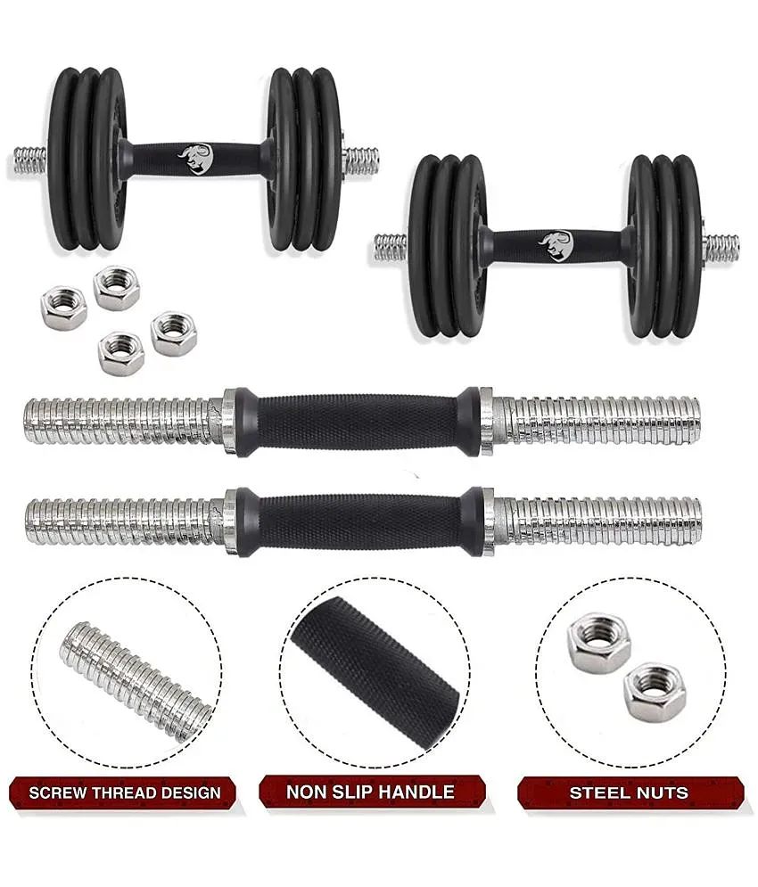 BULLAR 15 kg Rubber Adjustable Dumbbell Set Rubber Weight Plates