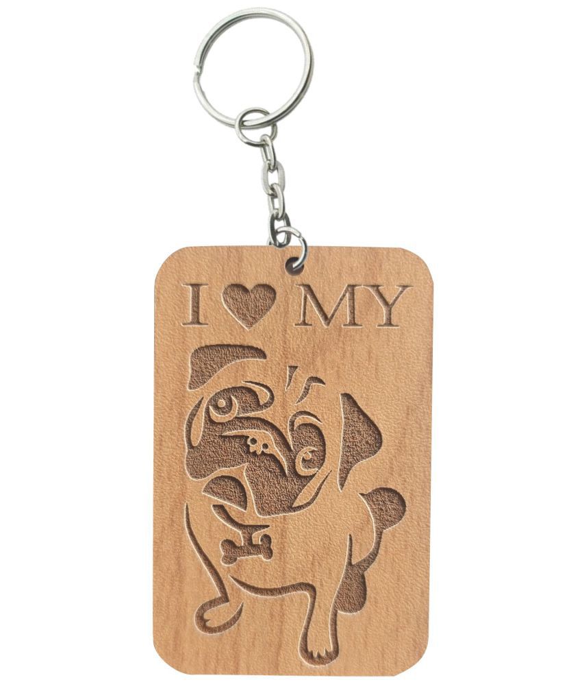     			Asmi Collection Beige Wood Keychain - Pack of 1