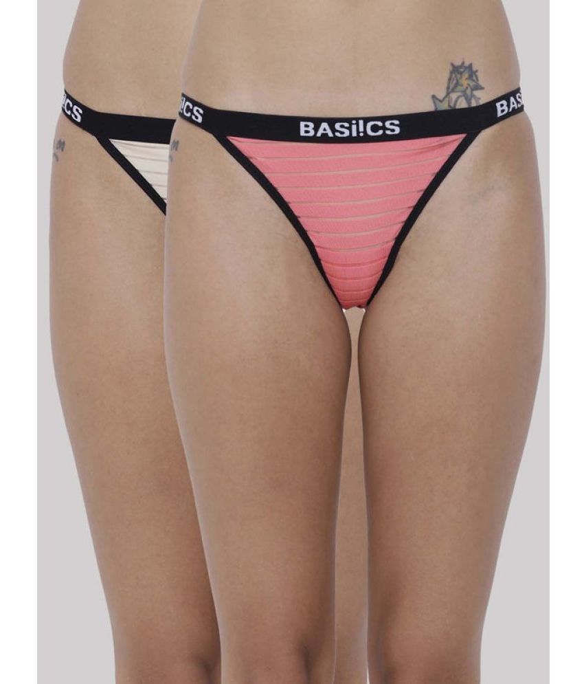     			BASIICS By La Intimo - Multicolor BCPTH010B Polyester Striped Women's No Panty Line ( Pack of 2 )