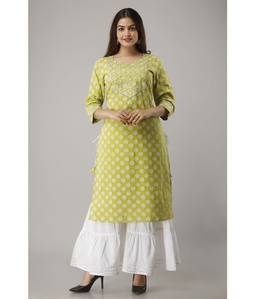     			Frionkandy - Green Straight Cotton Women's Stitched Salwar Suit ( Pack of 1 )