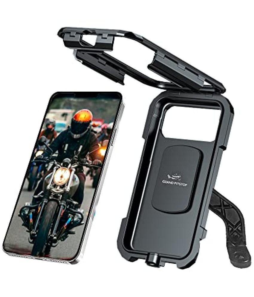     			GRAND PITSTOP Grandpitstop - Waterproof Mirror Mount Fully Waterproof Bike / Motorcycle / Scooter Mobile Phone Holder Mount, Ideal for Maps and GPS Navigation - Black