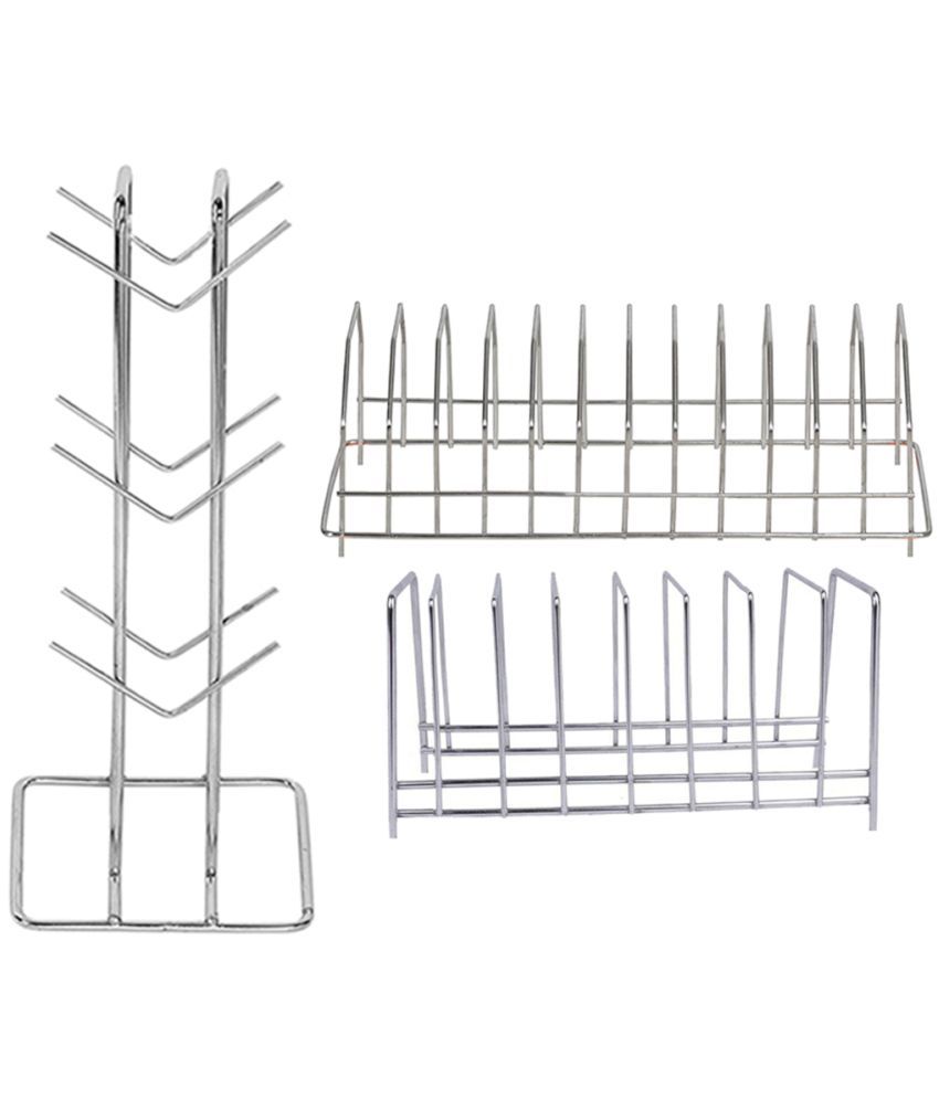     			JISUN - Silver Stainless Steel Storage Racks ( Pack of 3 )