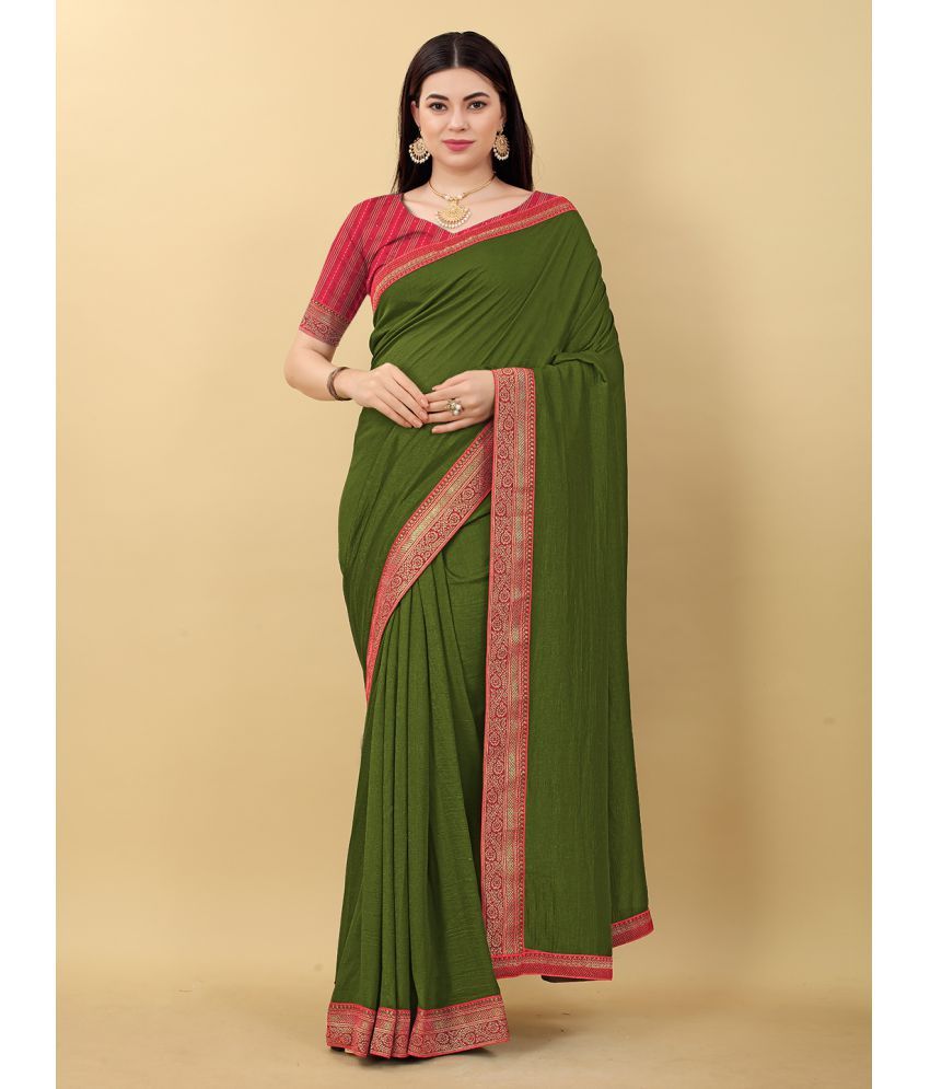     			Rekha Maniyar Silk Embellished Saree With Blouse Piece - Green ( Pack of 1 )