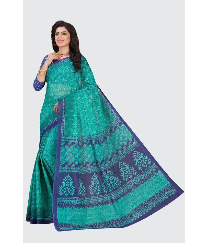    			SHANVIKA - Sea Green Cotton Saree With Blouse Piece ( Pack of 1 )
