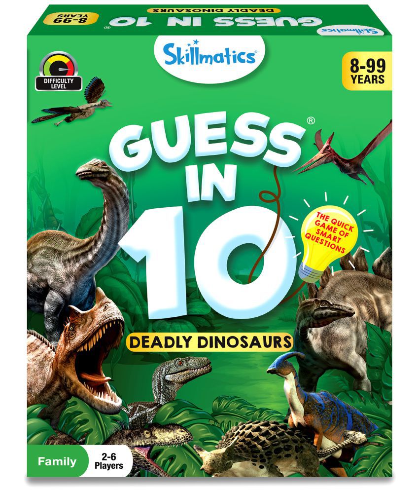Skillmatics Card Game : Guess in 10 Deadly Dinosaurs | Gifts for Ages 8 and Up | Super Fun for Travel & Family Game Night