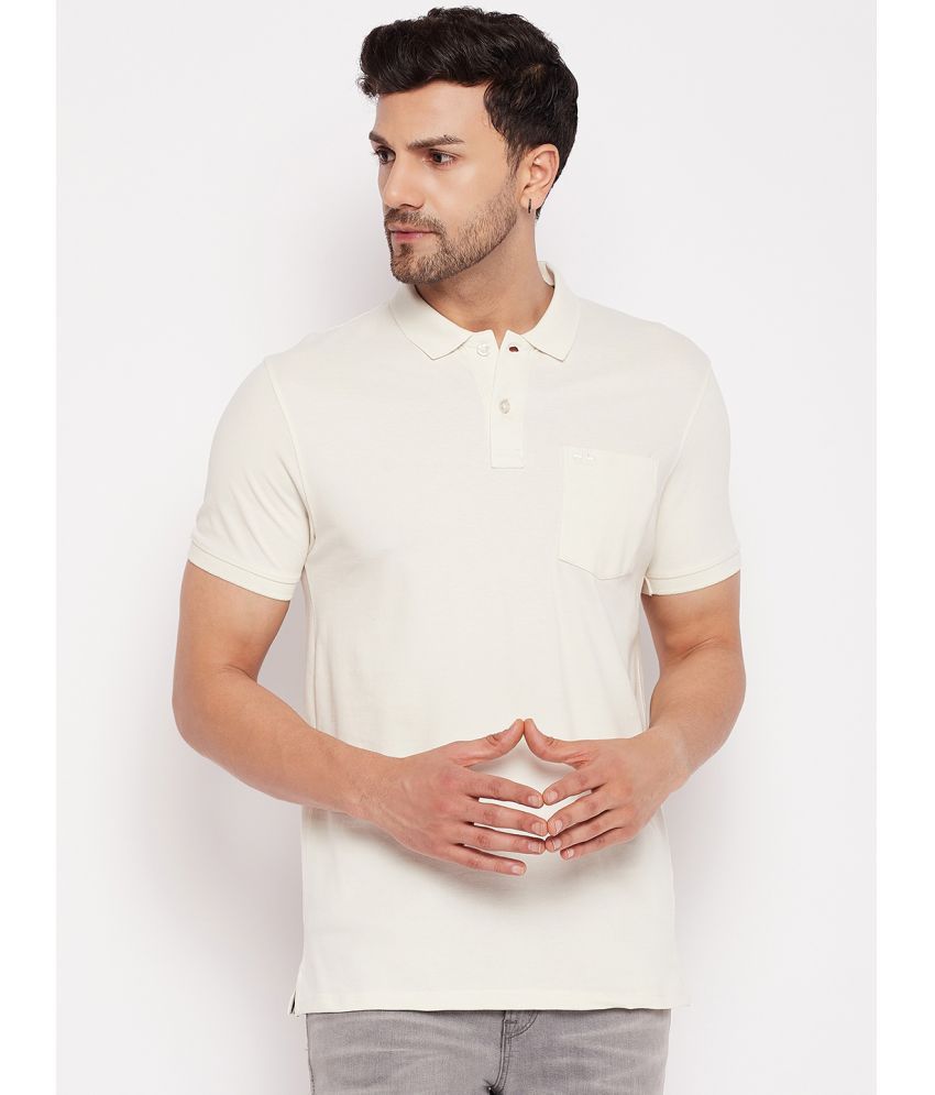     			98 Degree North - Cream Cotton Blend Regular Fit Men's Polo T Shirt ( Pack of 1 )