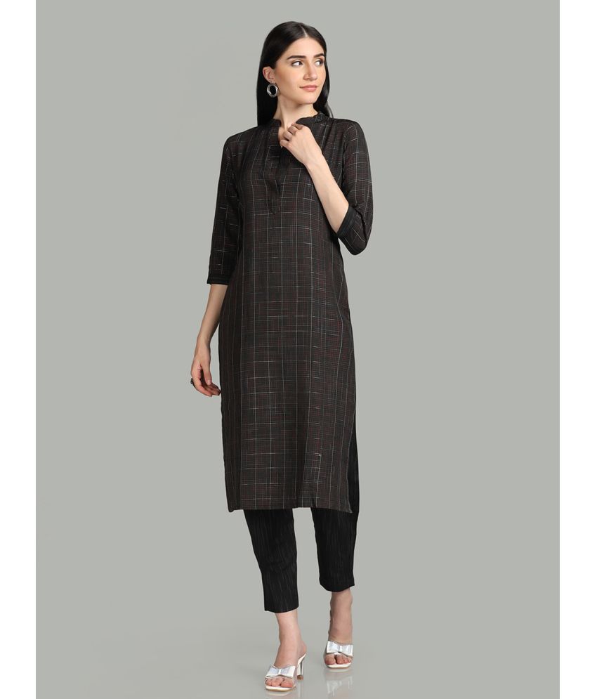     			Hritika - Black Straight Cotton Blend Women's Stitched Salwar Suit ( Pack of 1 )
