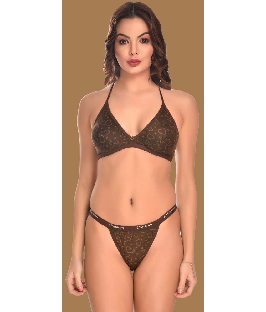     			Madam - Brown Cotton Women's Bra & Panty Set ( Pack of 1 )