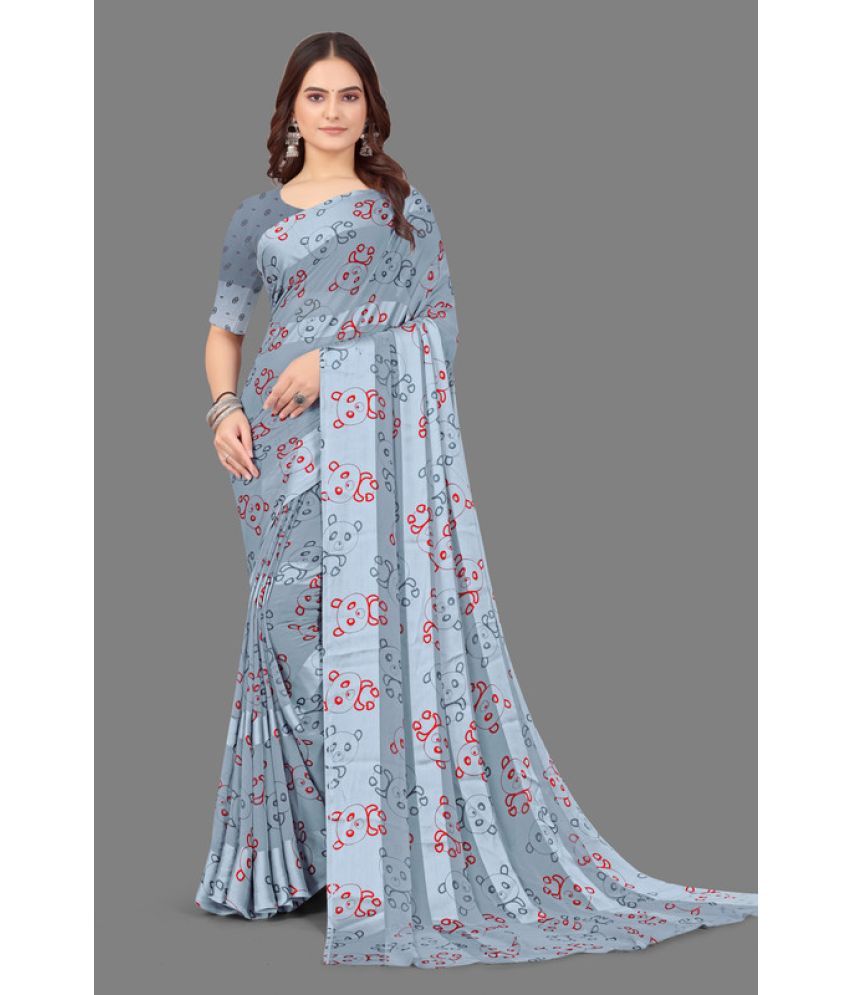     			Sitanjali Lifestyle - Grey Georgette Saree With Blouse Piece ( Pack of 1 )