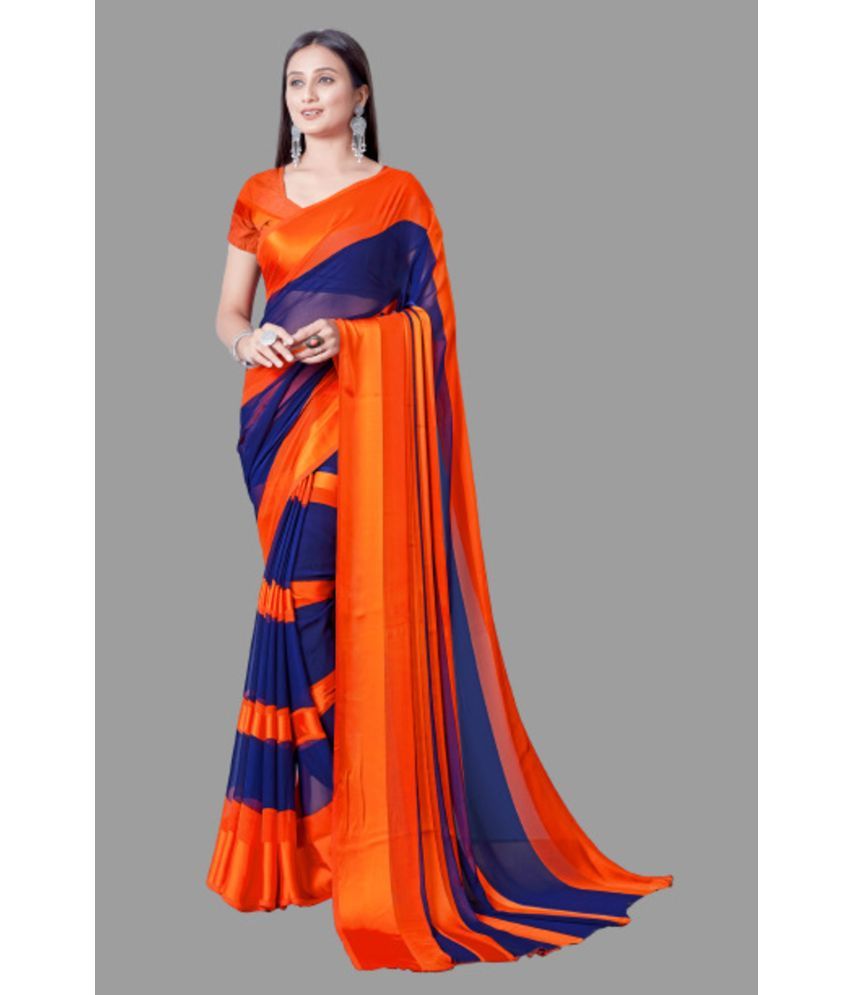     			Sitanjali Lifestyle - Orange Georgette Saree With Blouse Piece ( Pack of 1 )