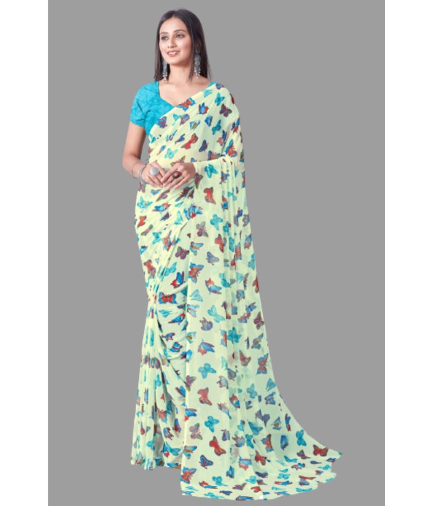     			Sitanjali Lifestyle - SkyBlue Georgette Saree With Blouse Piece ( Pack of 1 )