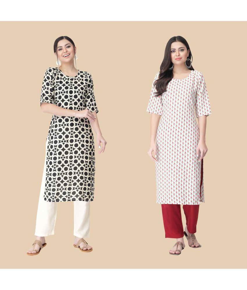     			1 Stop Fashion - Multicolor Crepe Women's Straight Kurti ( Pack of 2 )