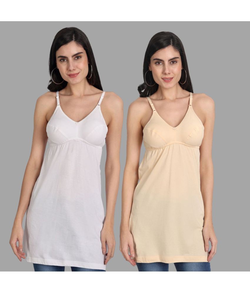     			AIMLY Cotton Camisoles - Beige Pack of 2