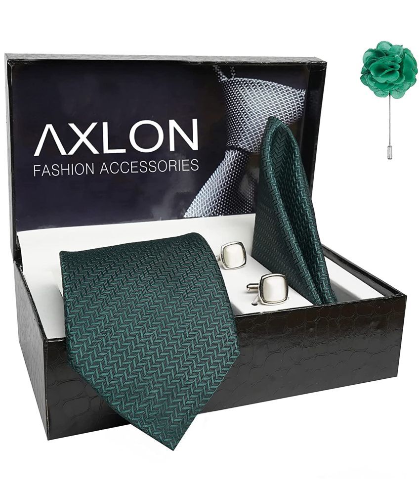     			Axlon Green Animal Print Silk Necktie