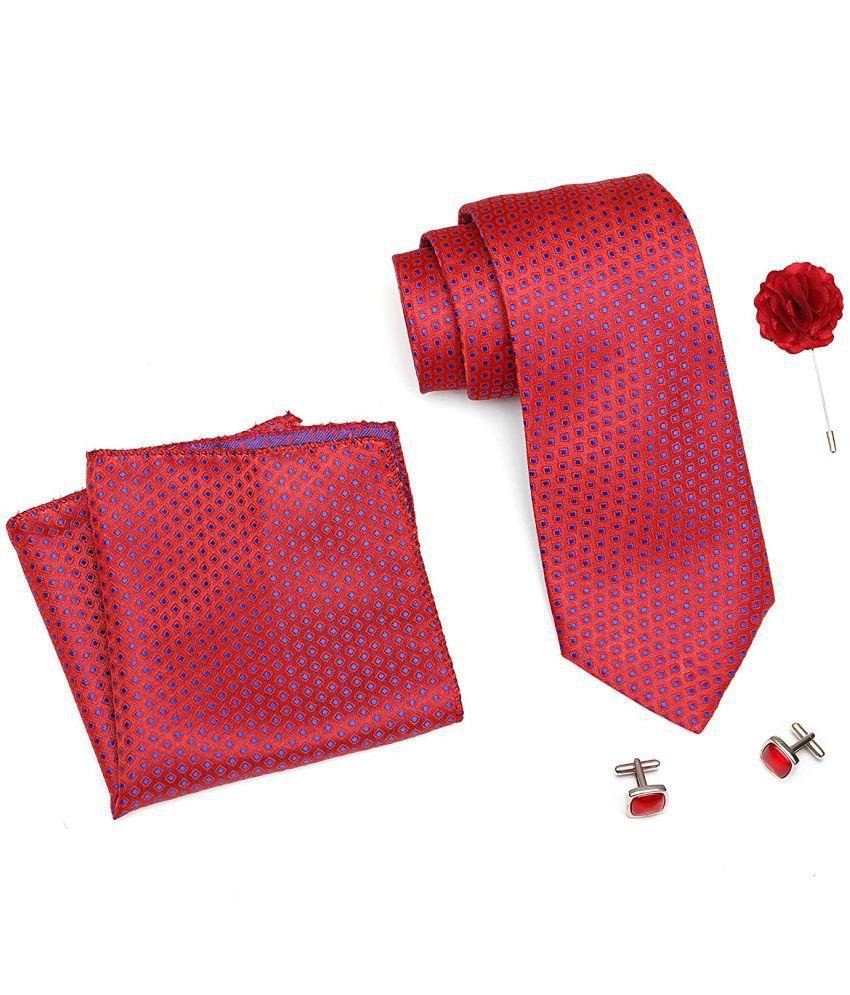     			Axlon Red Printed Silk Necktie