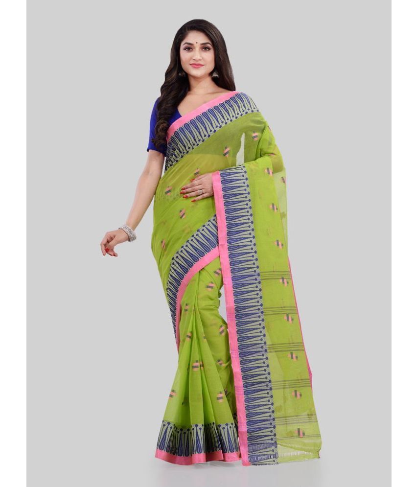     			Desh Bidesh - Green Cotton Saree Without Blouse Piece ( Pack of 1 )