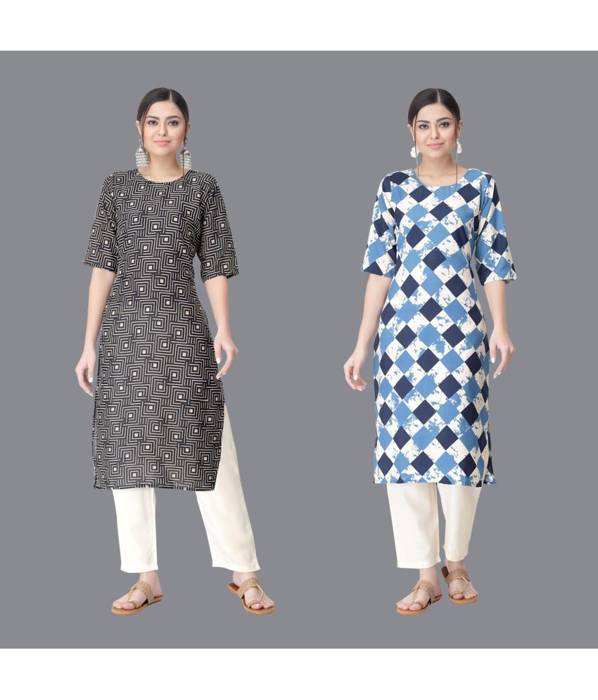     			Etnicbasket - Multicolor Crepe Women's Straight Kurti ( Pack of 2 )