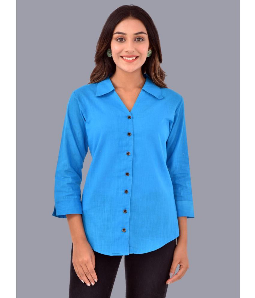     			QuaClo - Blue Cotton Women's Shirt Style Top ( Pack of 1 )