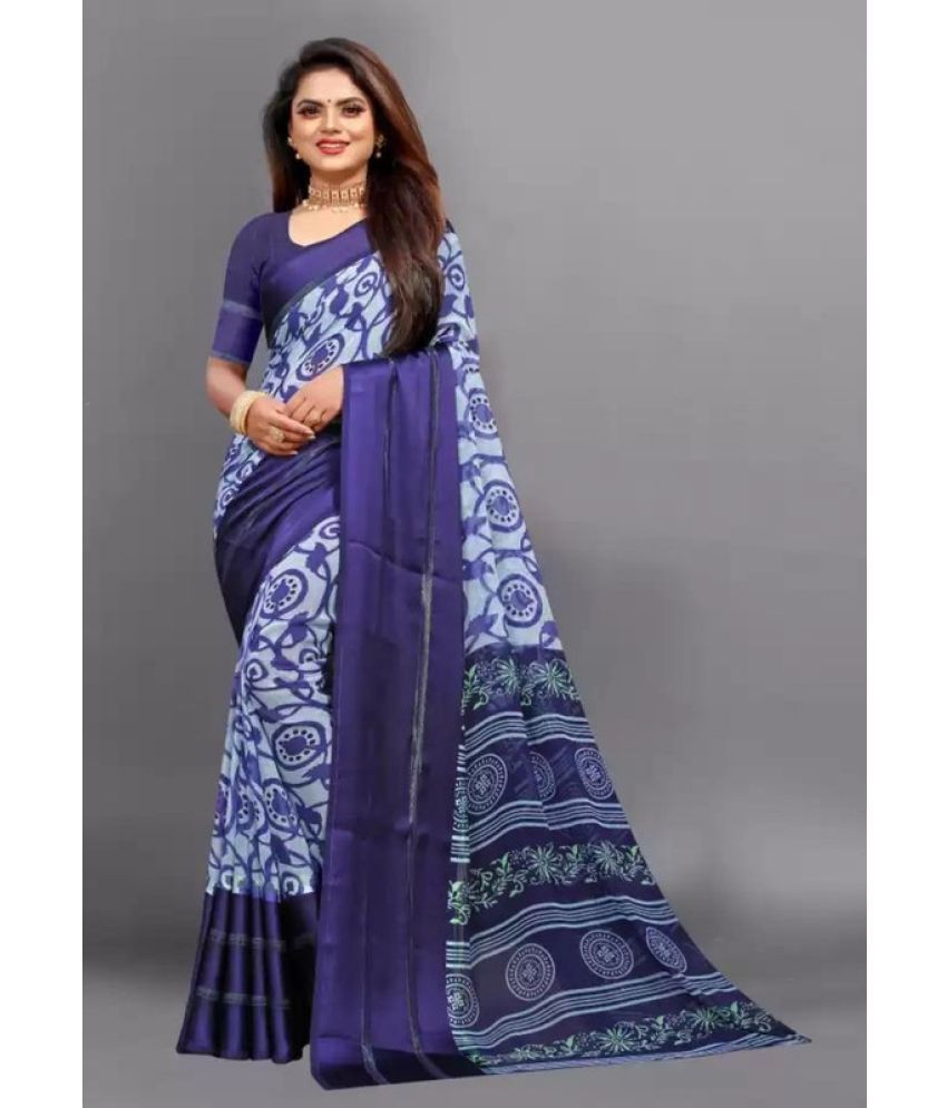     			Sanjana Silk - Navy Blue Georgette Saree With Blouse Piece ( Pack of 1 )