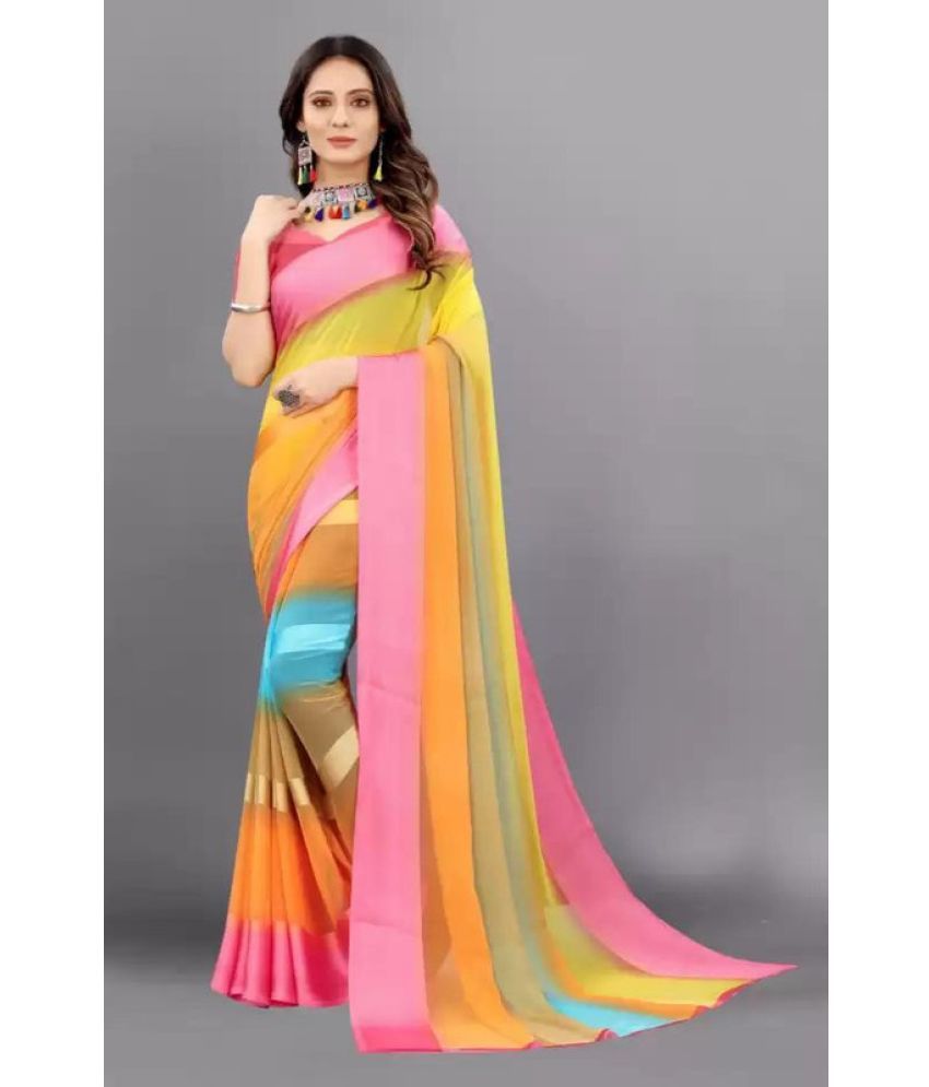     			Sanjana Silk - Pink Georgette Saree With Blouse Piece ( Pack of 1 )