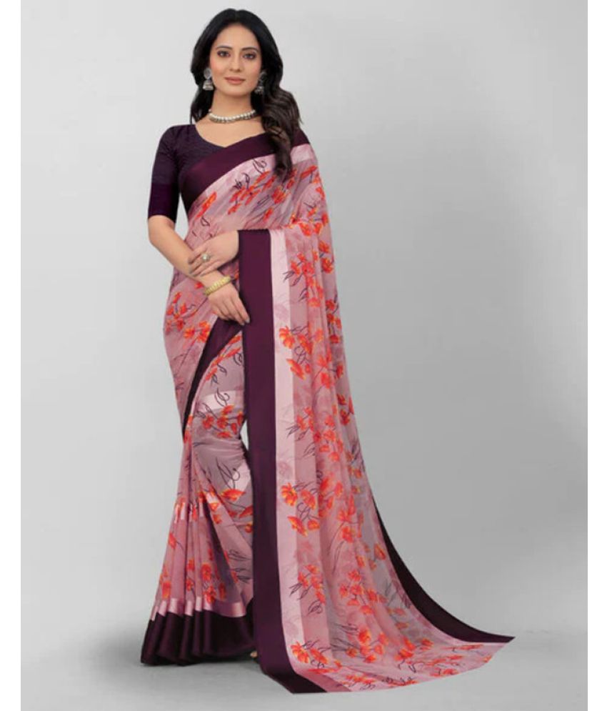     			Sanjana Silk - Pink Georgette Saree With Blouse Piece ( Pack of 1 )