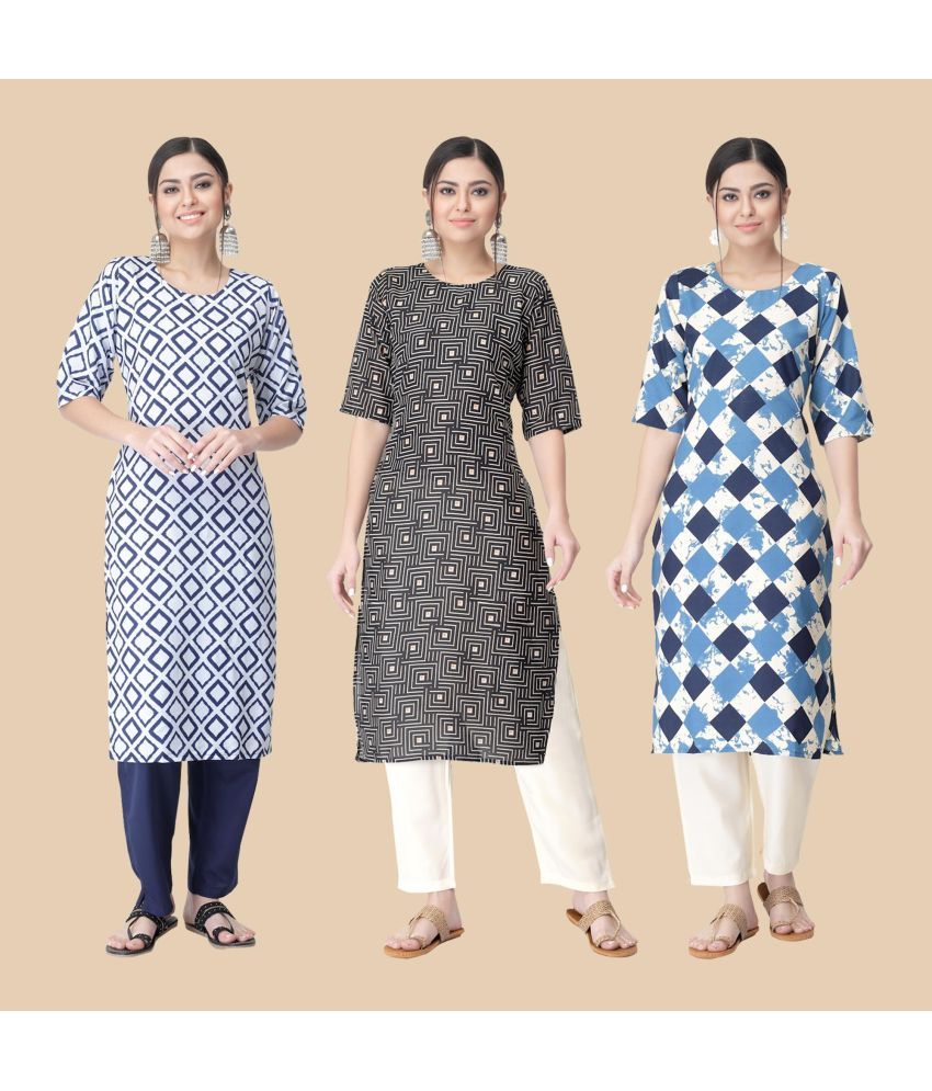     			1 Stop Fashion - Multicolor Crepe Women's Straight Kurti ( Pack of 3 )