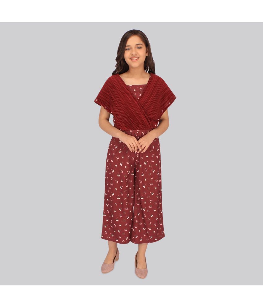     			Cutecumber Girls Georgette Jumpsuit For ( Pack of 1 , Maroon )