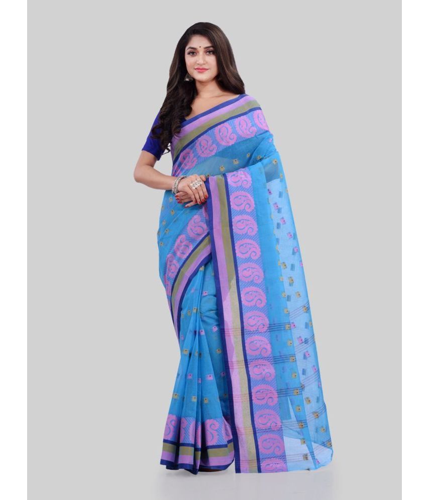     			Desh Bidesh - Blue Cotton Saree Without Blouse Piece ( Pack of 1 )