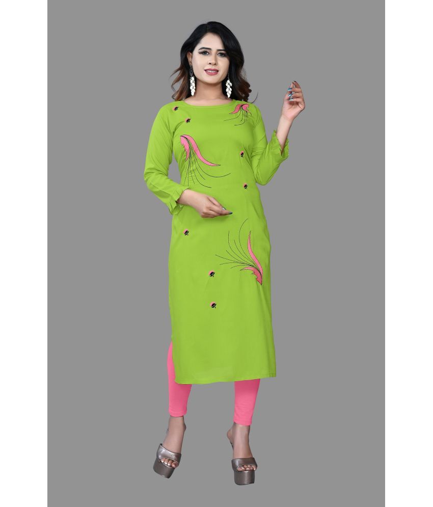     			haya fashion - Lime Green Rayon Women's Straight Kurti ( Pack of 1 )